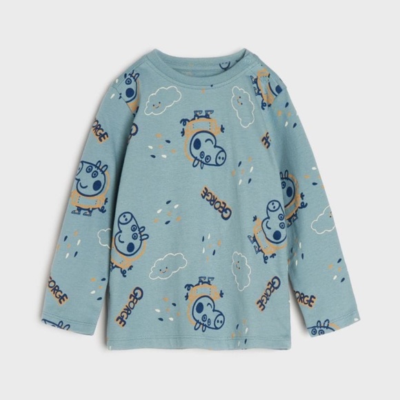 NWT Peppa Pig George Kids Toddler Long Sleeve T-shirt Tee Cotton 3T - Picture 1 of 2